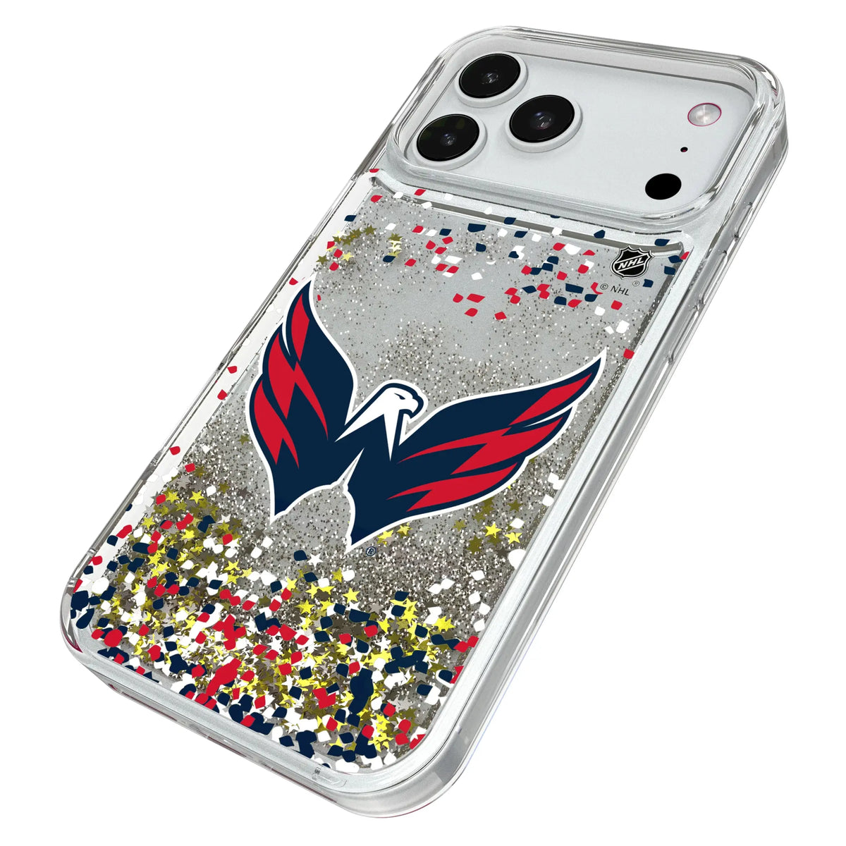 Washington Capitals Confetti iPhone Glitter Phone Case for Apple iPhone - Isometric View#Device_iPhone 18 Pro Max