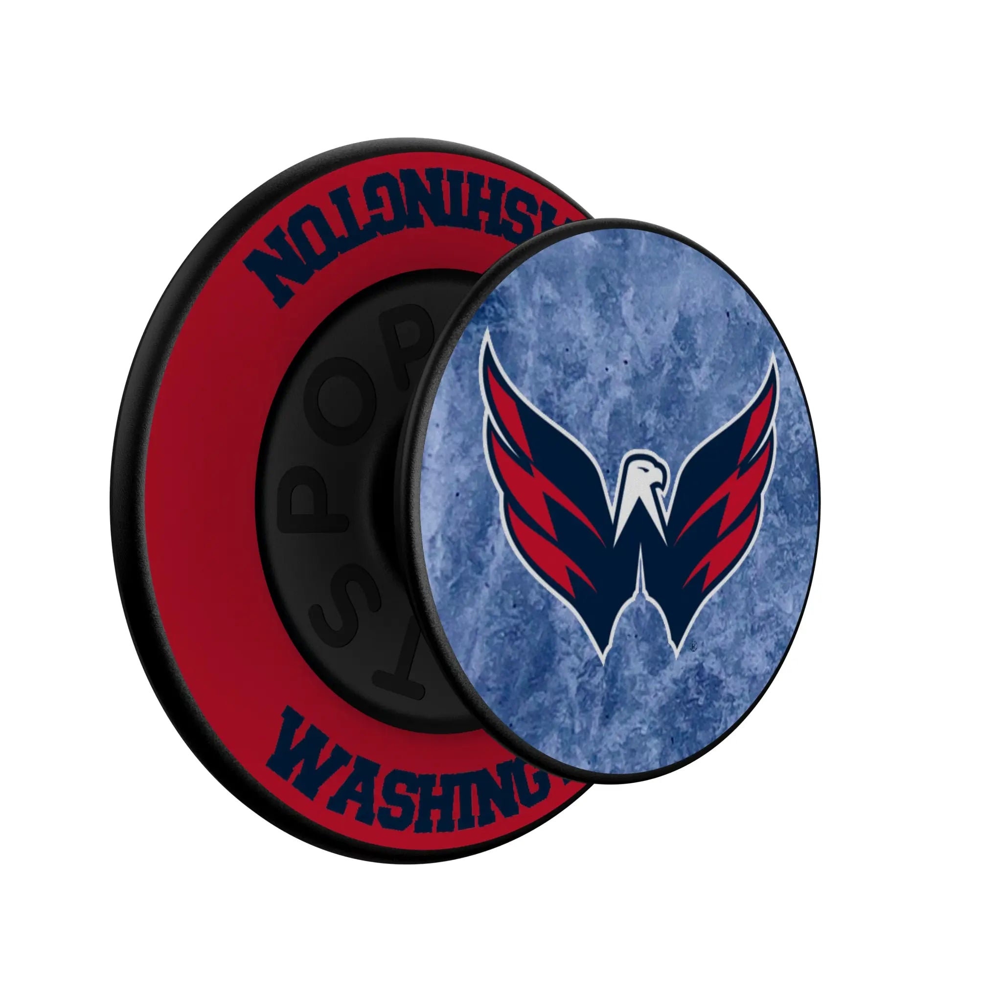 Washington Capitals Ice Wordmark Popsockets Round Magnetic - Isometric View