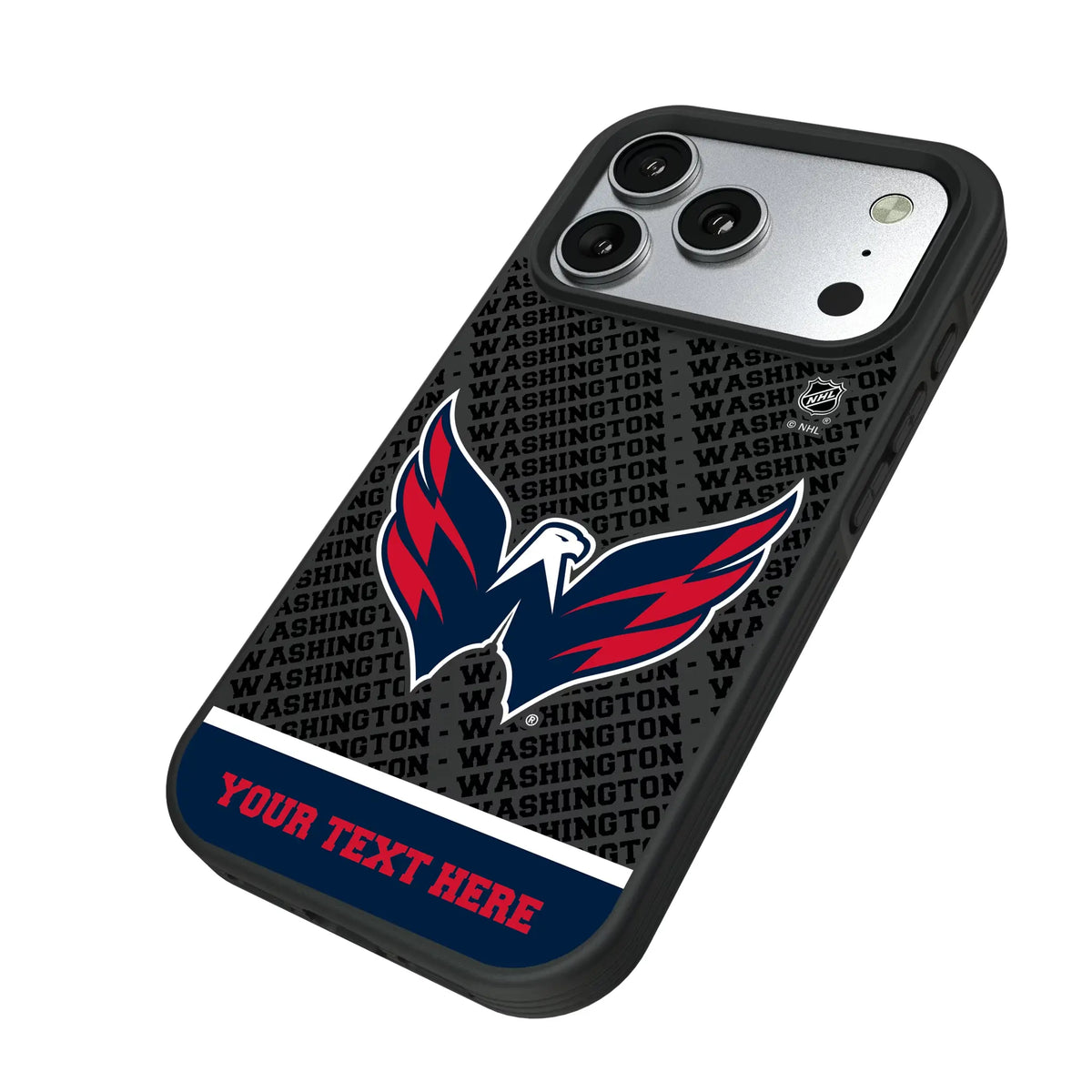 Washington Capitals Personalized EndZone Plus iPhone Bump Phone Case for Apple iPhone - Isometric View#Device_iPhone 17 Pro
