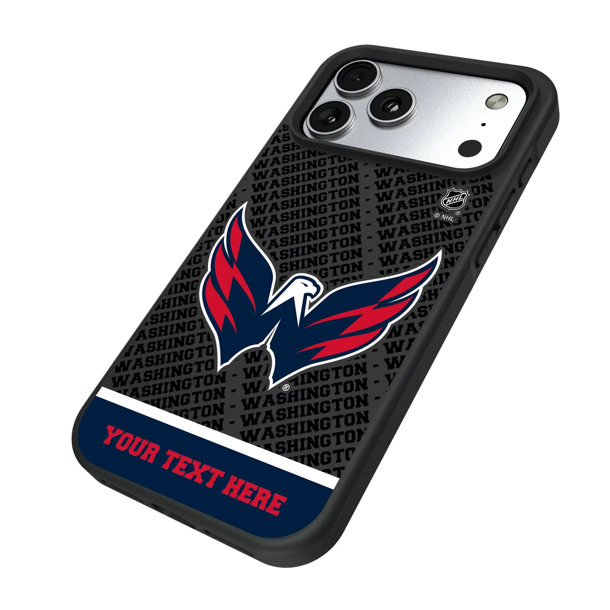 Washington Capitals Personalized EndZone Plus iPhone Bump Phone Case for Apple iPhone - Isometric View#Device_iPhone 17 Pro Max