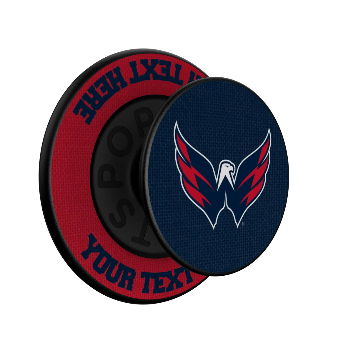 Washington Capitals Personalized Endzone Solid Popsockets Round Magnetic - Isometric View