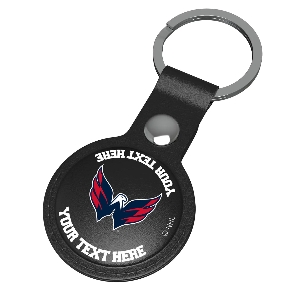 Washington Capitals Personalized Insignia AirTag Black Airtag Holder - Isometric View