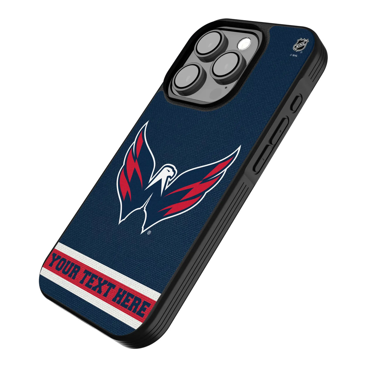 Washington Capitals Personalized Stripe iPhone Bump Phone Case for Apple iPhone - Isometric View