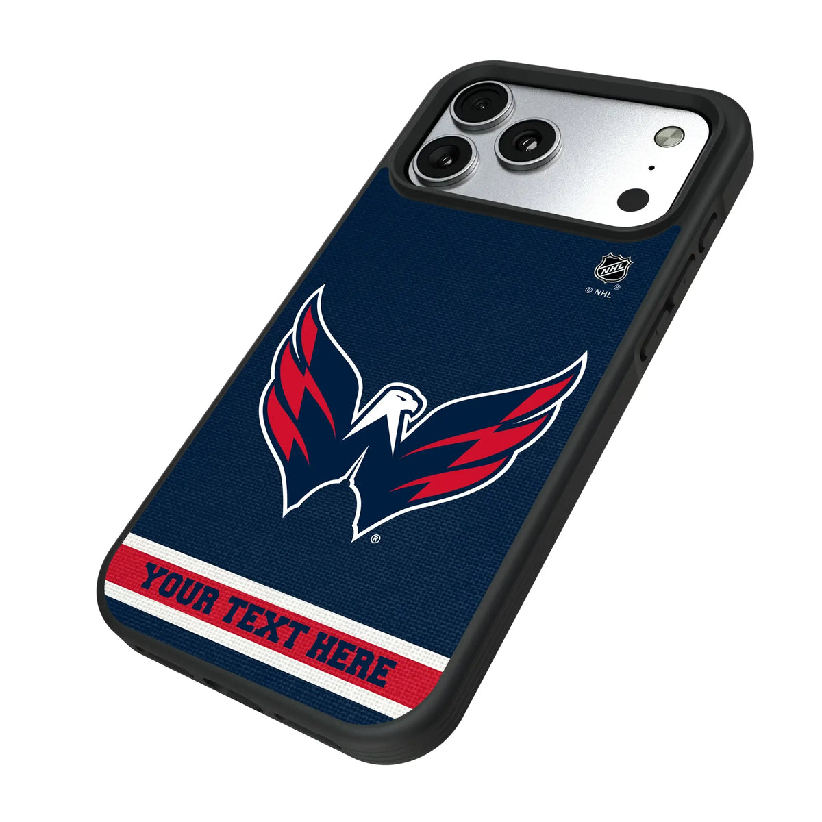 Washington Capitals Personalized Stripe iPhone Bump Phone Case for Apple iPhone - Isometric View#Device_iPhone 17 Pro Max
