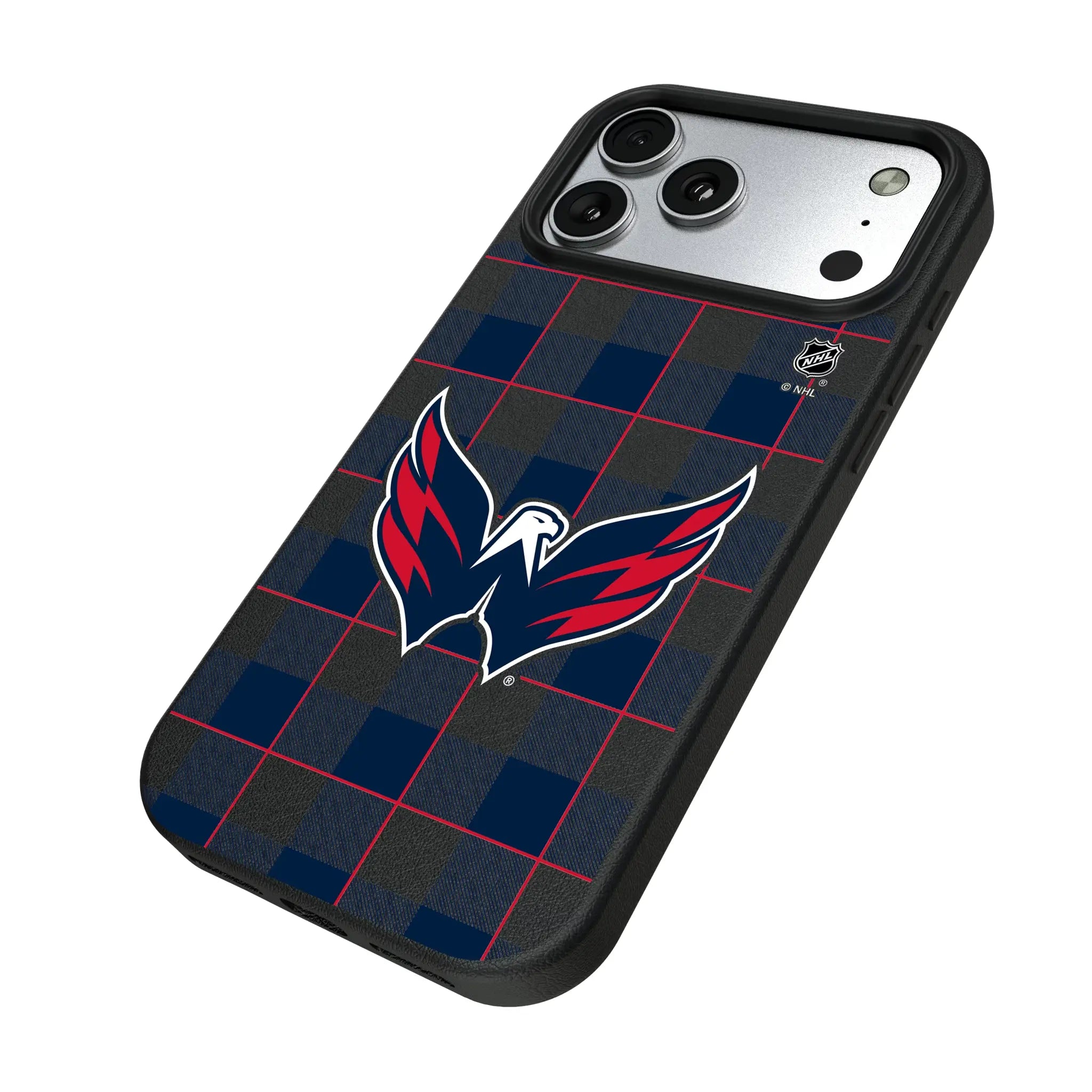 Washington Capitals Plaid iPhone MagSafe Compatible Phone Case for Apple iPhone - Isometric View#Device_iPhone 17 Pro Max