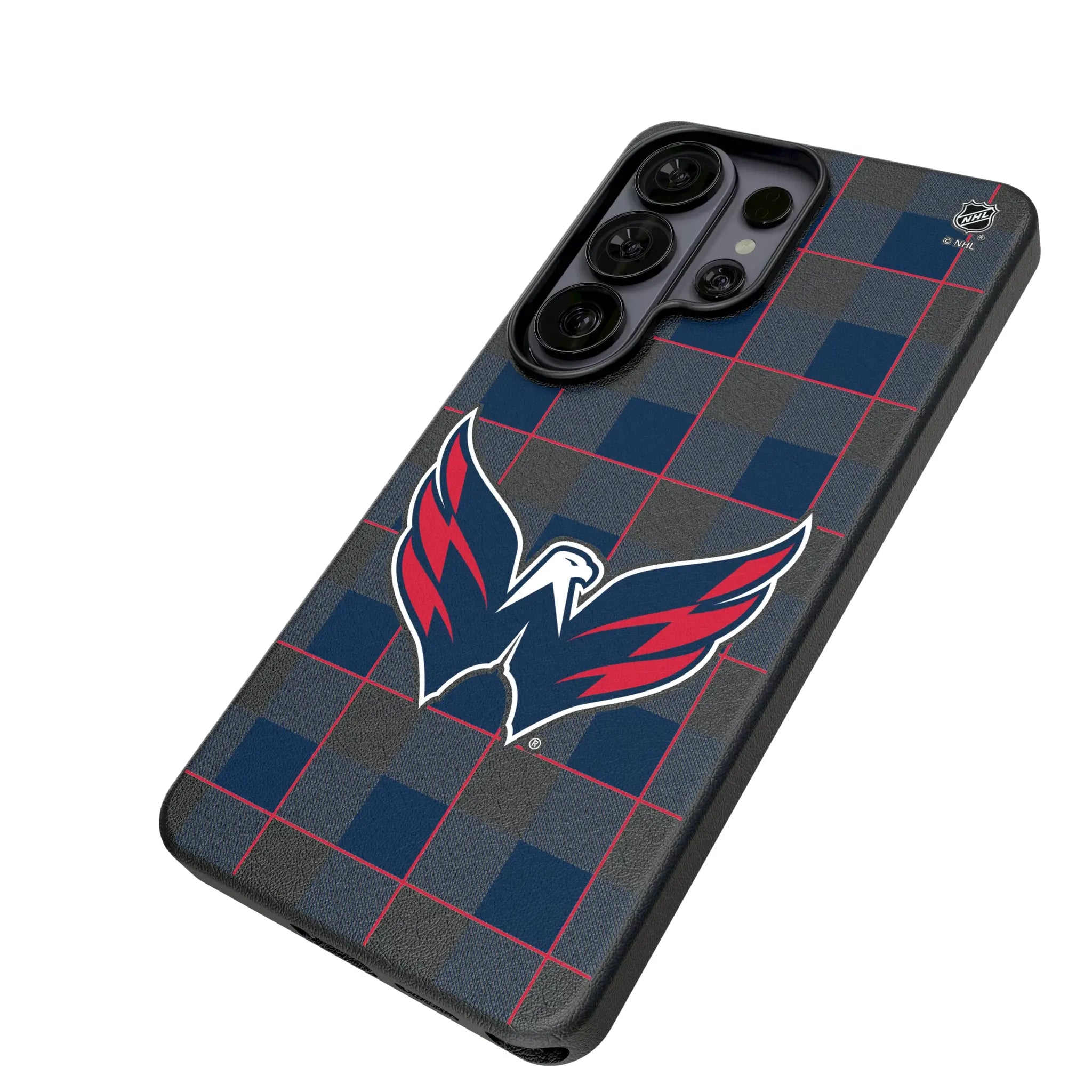 Washington Capitals Plaid Galaxy MagSafe Compatible Phone Case for Samsung Galaxy - Isometric View#Device_Galaxy S26 Ultra