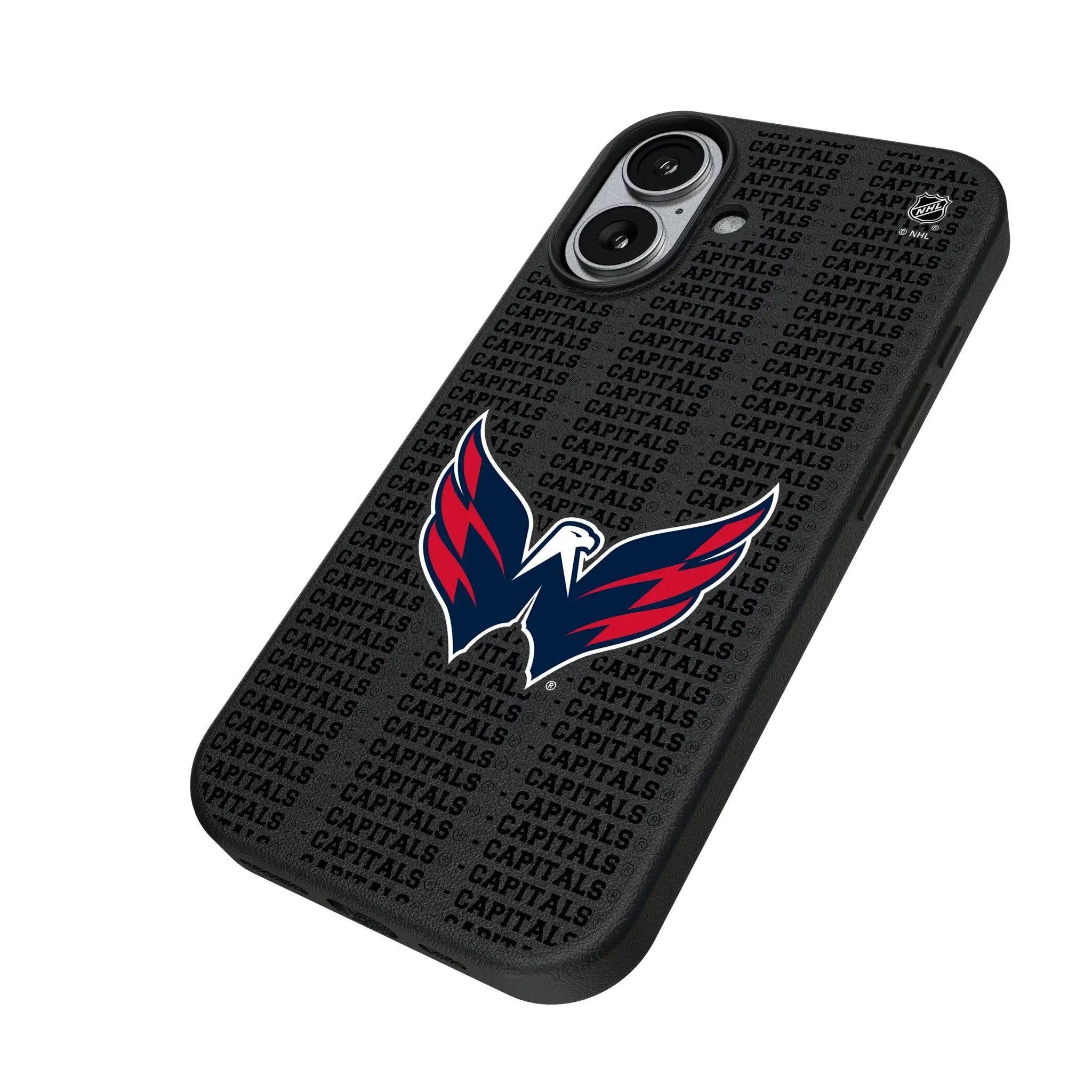 Washington Capitals Text Backdrop iPhone MagSafe Compatible Phone Case for Apple iPhone - Isometric View#Device_iPhone 17