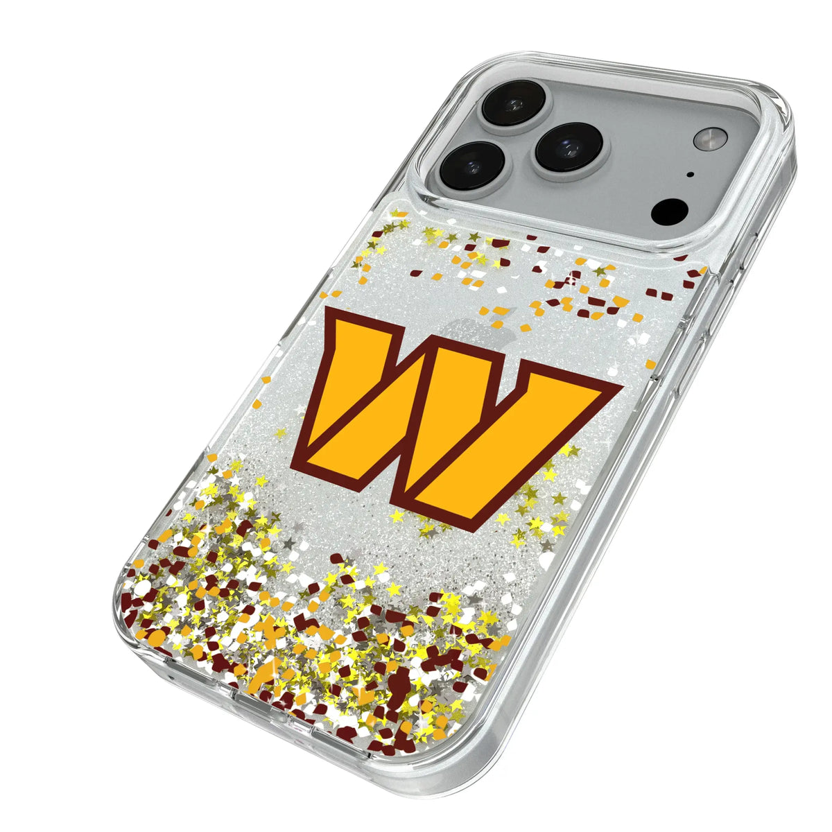 Washington Commanders Confetti iPhone Glitter Phone Case for Apple iPhone - Isometric View#Device_iPhone 18 Pro