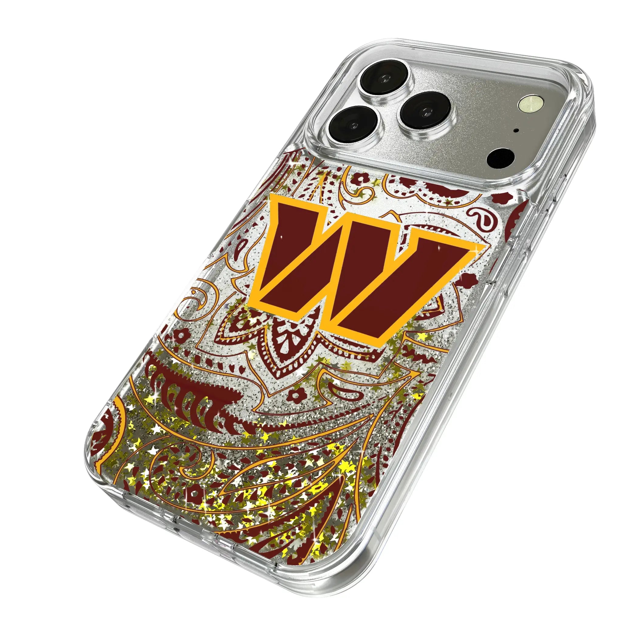Washington Commanders Paisley iPhone Glitter Phone Case for Apple iPhone - Isometric View