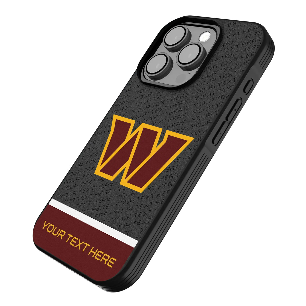 Washington Commanders Personalized EndZone Plus iPhone Bump Phone Case for Apple iPhone - Isometric View
