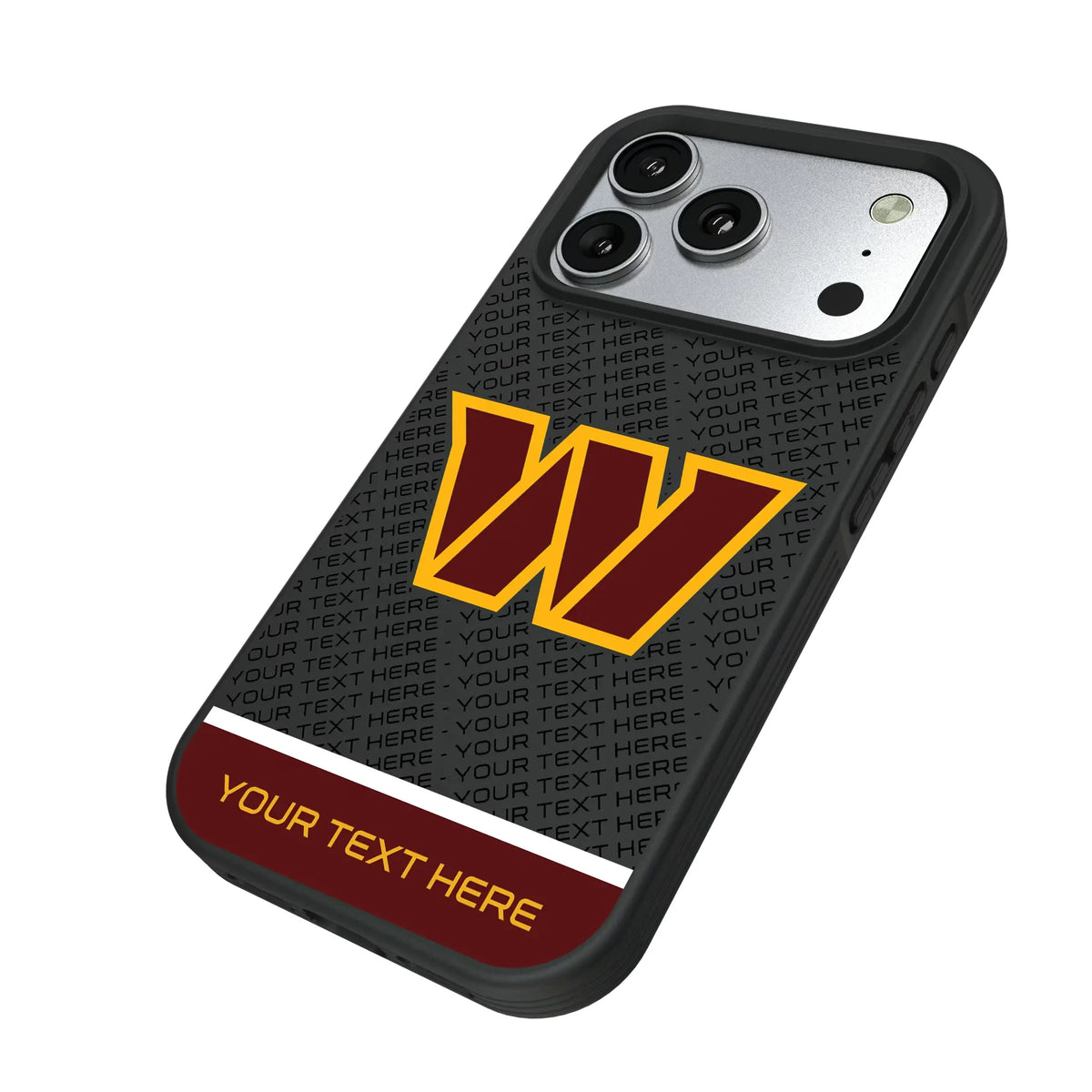 Washington Commanders Personalized EndZone Plus iPhone Bump Phone Case for Apple iPhone - Isometric View#Device_iPhone 17 Pro