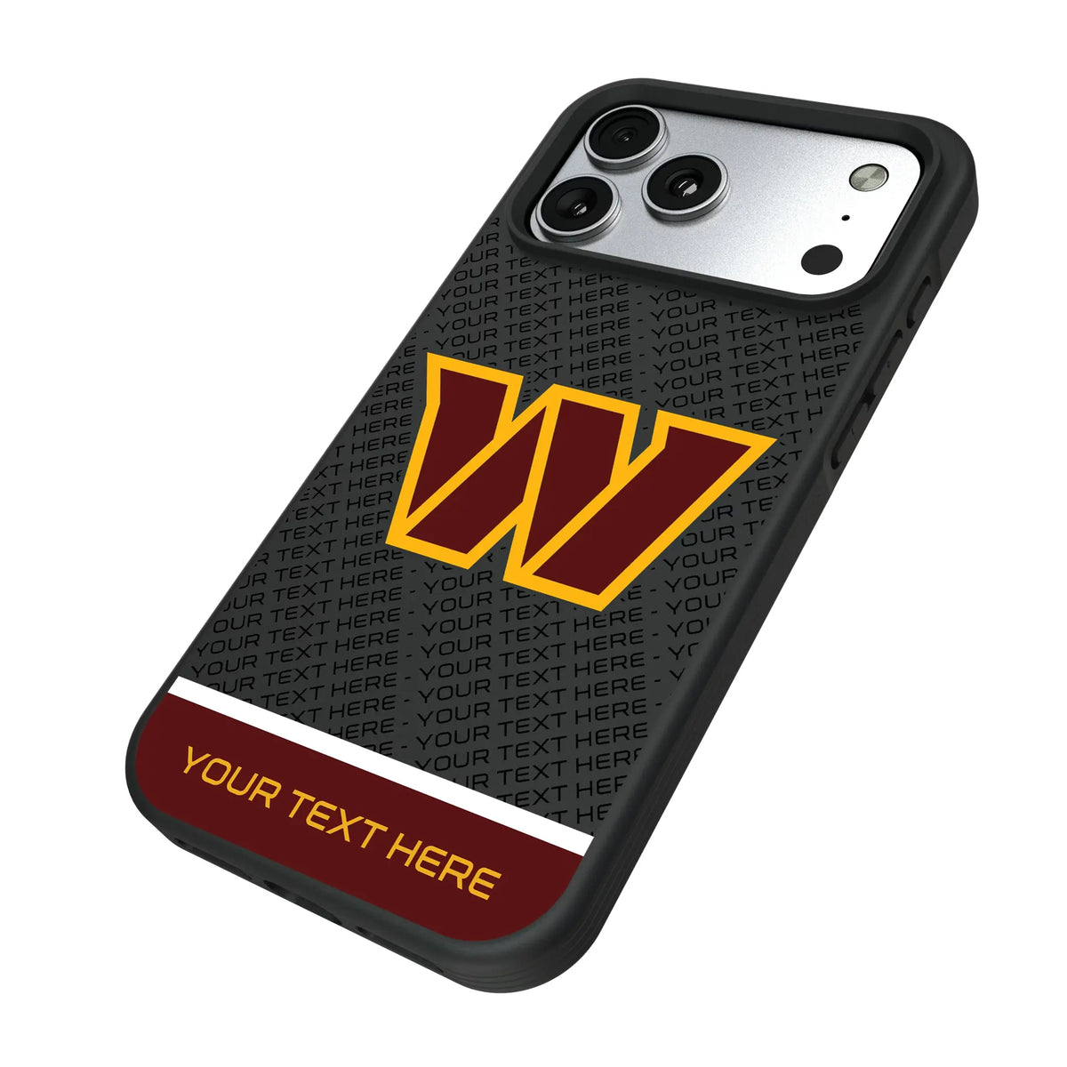 Washington Commanders Personalized EndZone Plus iPhone Bump Phone Case for Apple iPhone - Isometric View#Device_iPhone 17 Pro Max