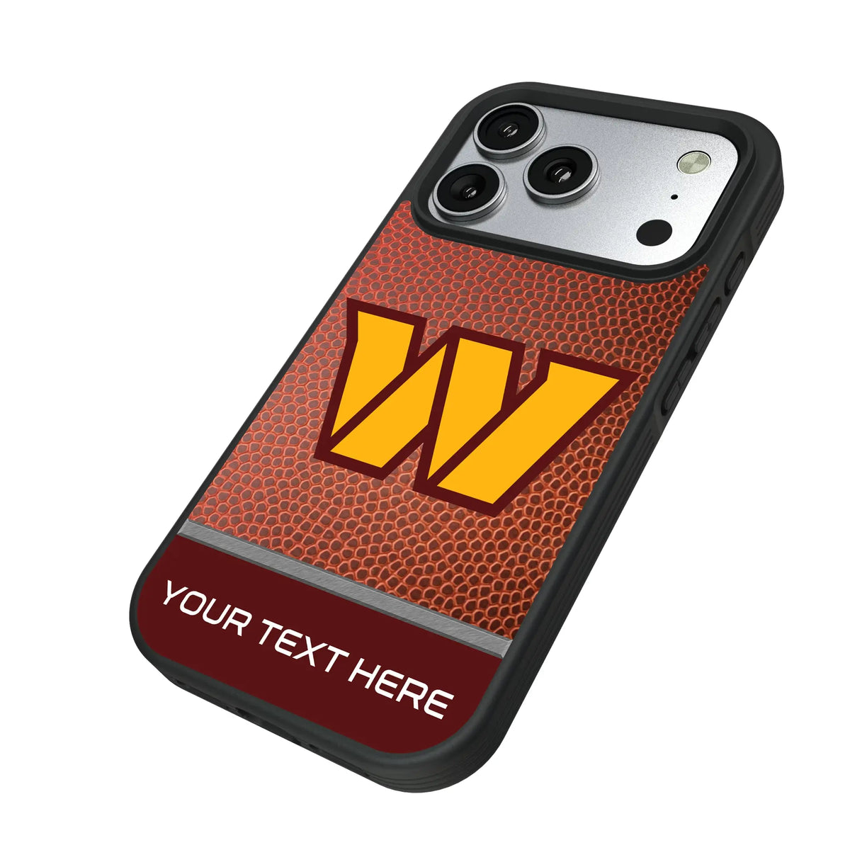 Washington Commanders Personalized Football iPhone Bump Phone Case for Apple iPhone - Isometric View#Device_iPhone 17 Pro