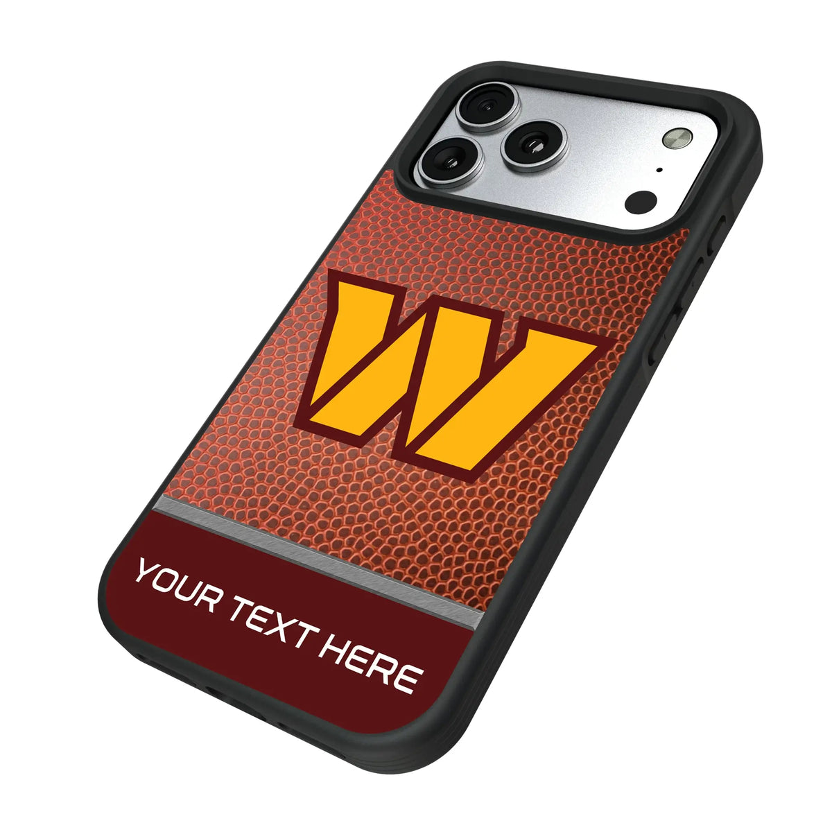 Washington Commanders Personalized Football iPhone Bump Phone Case for Apple iPhone - Isometric View#Device_iPhone 17 Pro Max