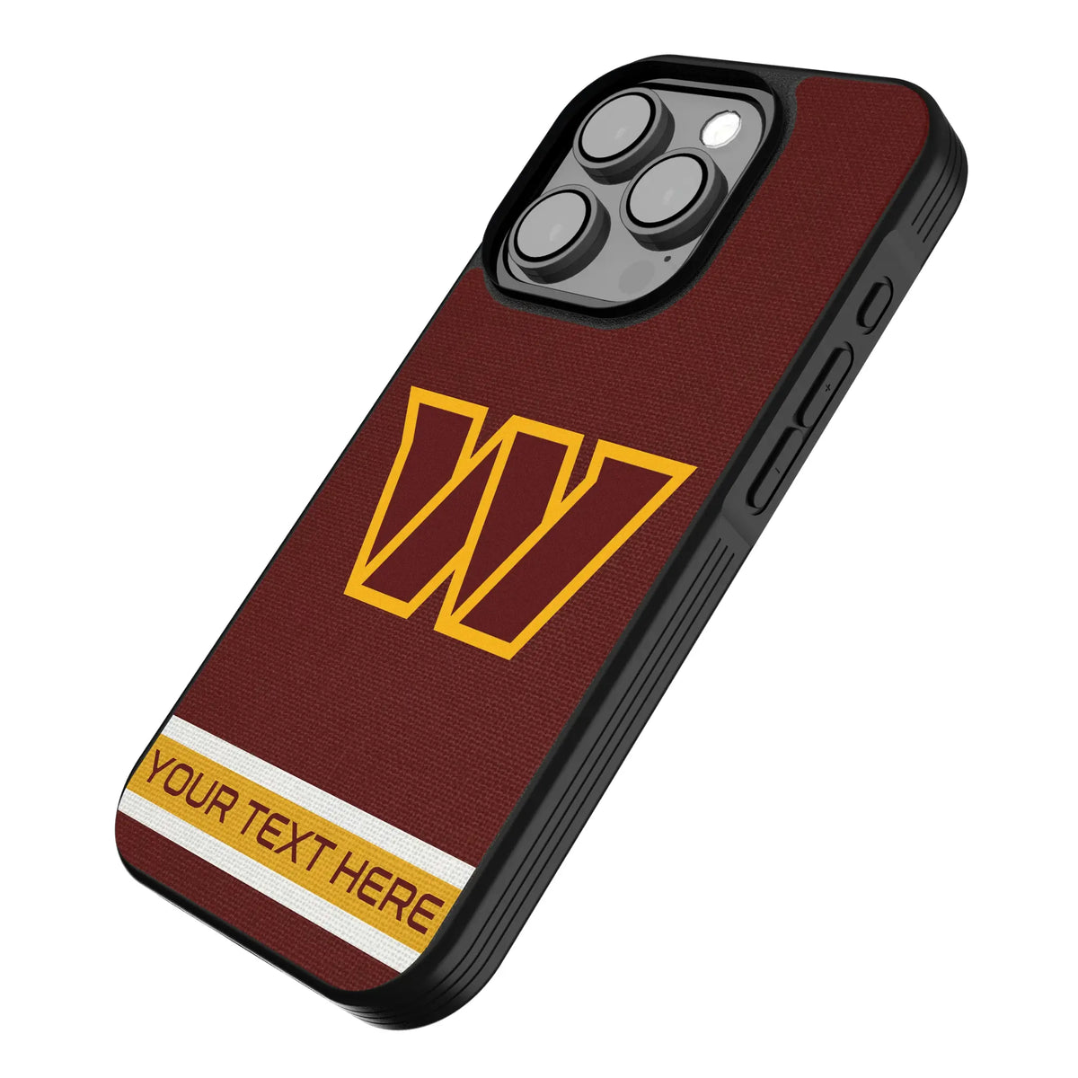 Washington Commanders Personalized Stripe iPhone Bump Phone Case for Apple iPhone - Isometric View
