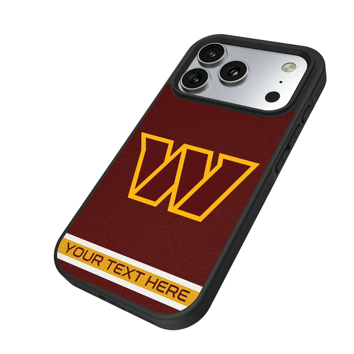 Washington Commanders Personalized Stripe iPhone Bump Phone Case for Apple iPhone - Isometric View#Device_iPhone 17 Pro