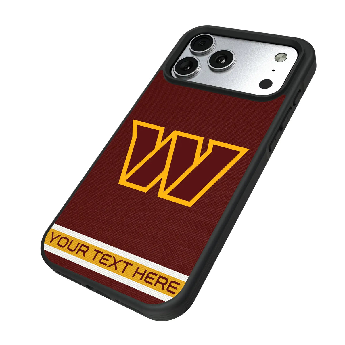 Washington Commanders Personalized Stripe iPhone Bump Phone Case for Apple iPhone - Isometric View#Device_iPhone 17 Pro Max