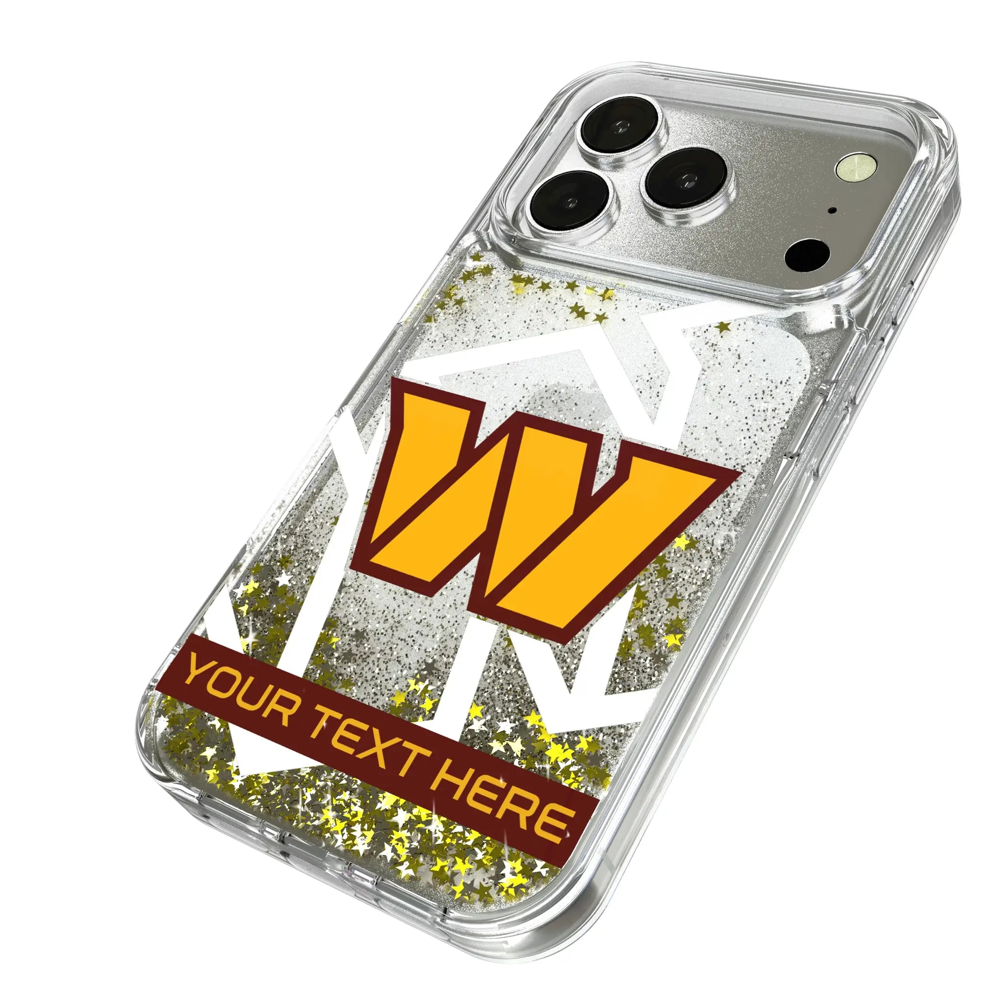 Washington Commanders Personalized Tilt iPhone Glitter Phone Case for Apple iPhone - Isometric View