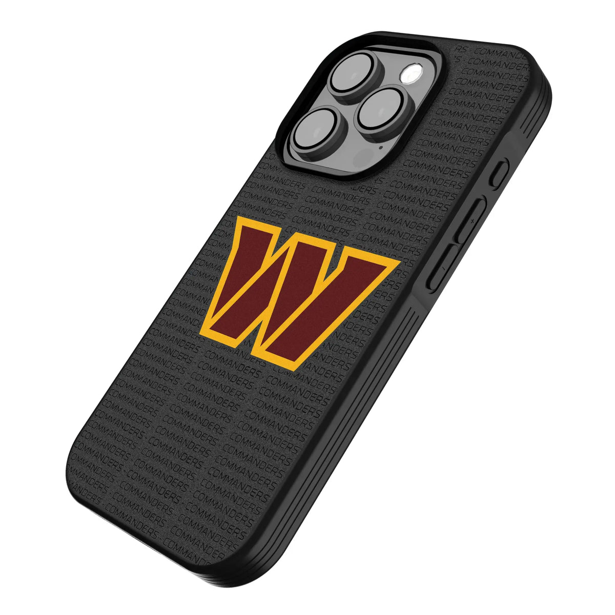 Washington Commanders Text Backdrop iPhone Bump Phone Case for Apple iPhone - Isometric View
