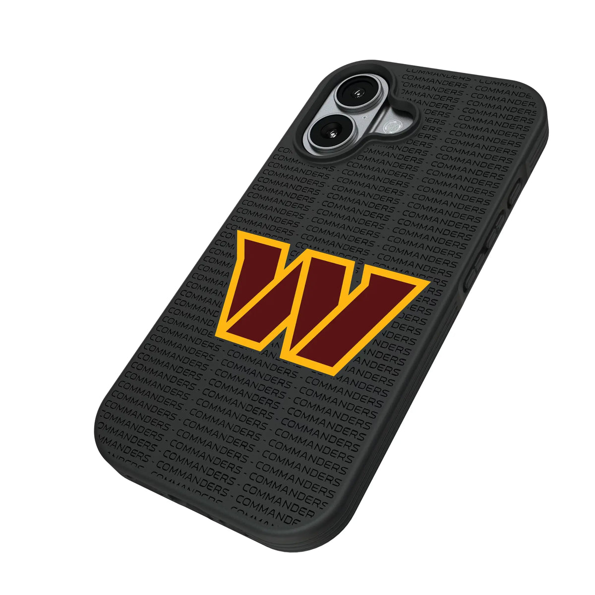 Washington Commanders Text Backdrop iPhone Bump Phone Case for Apple iPhone - Isometric View#Device_iPhone 17