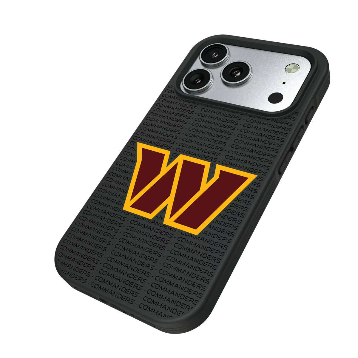 Washington Commanders Text Backdrop iPhone Bump Phone Case for Apple iPhone - Isometric View#Device_iPhone 17 Pro
