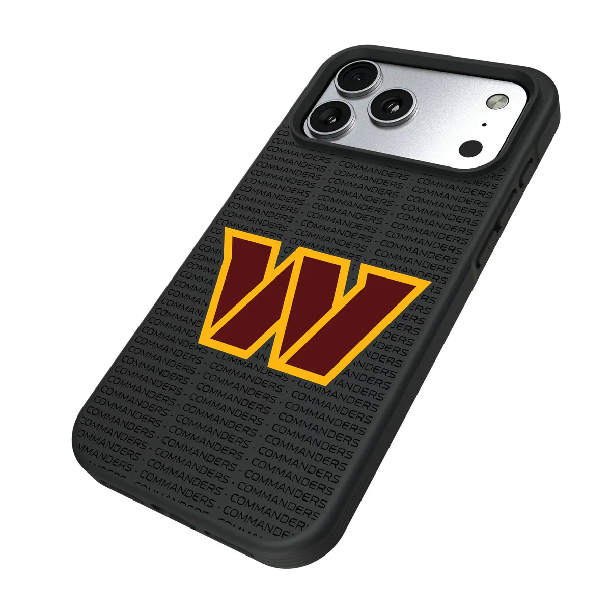 Washington Commanders Text Backdrop iPhone Bump Phone Case for Apple iPhone - Isometric View#Device_iPhone 17 Pro Max