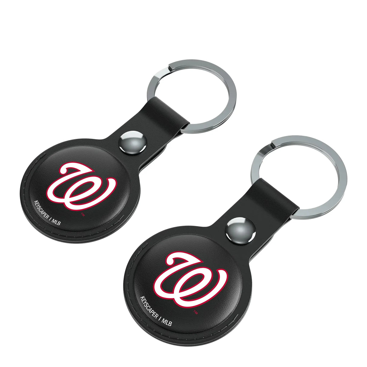 Washington Nationals Insignia AirTag Black Airtag Holder 2-Pack - Isometric View