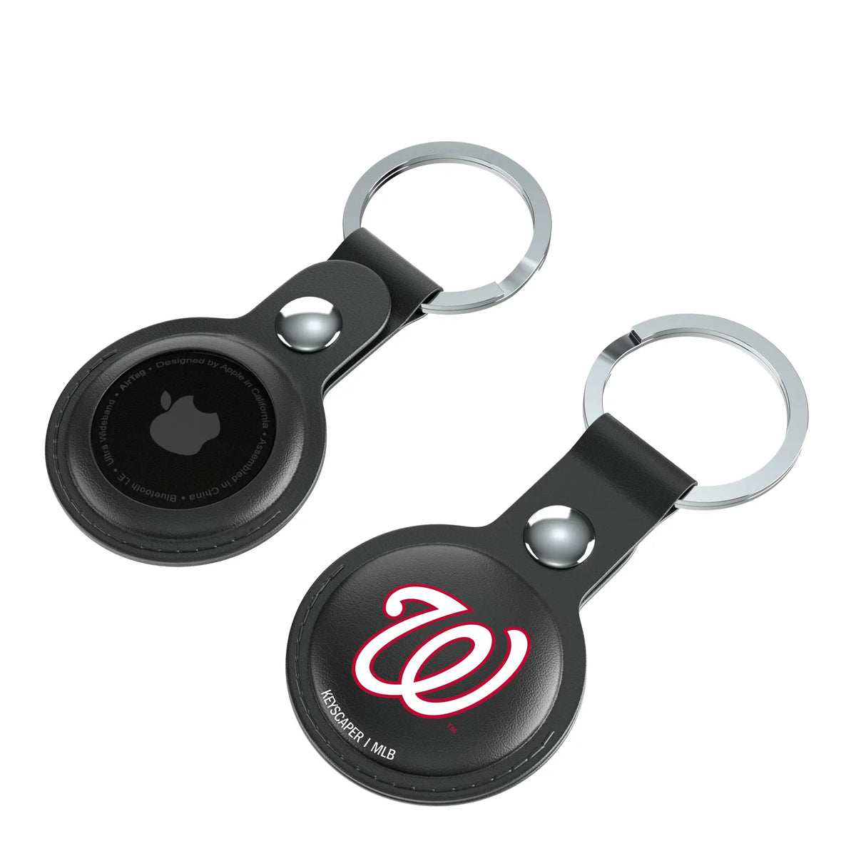 Washington Nationals Insignia AirTag Black Airtag Holder 2-Pack - Isometric View