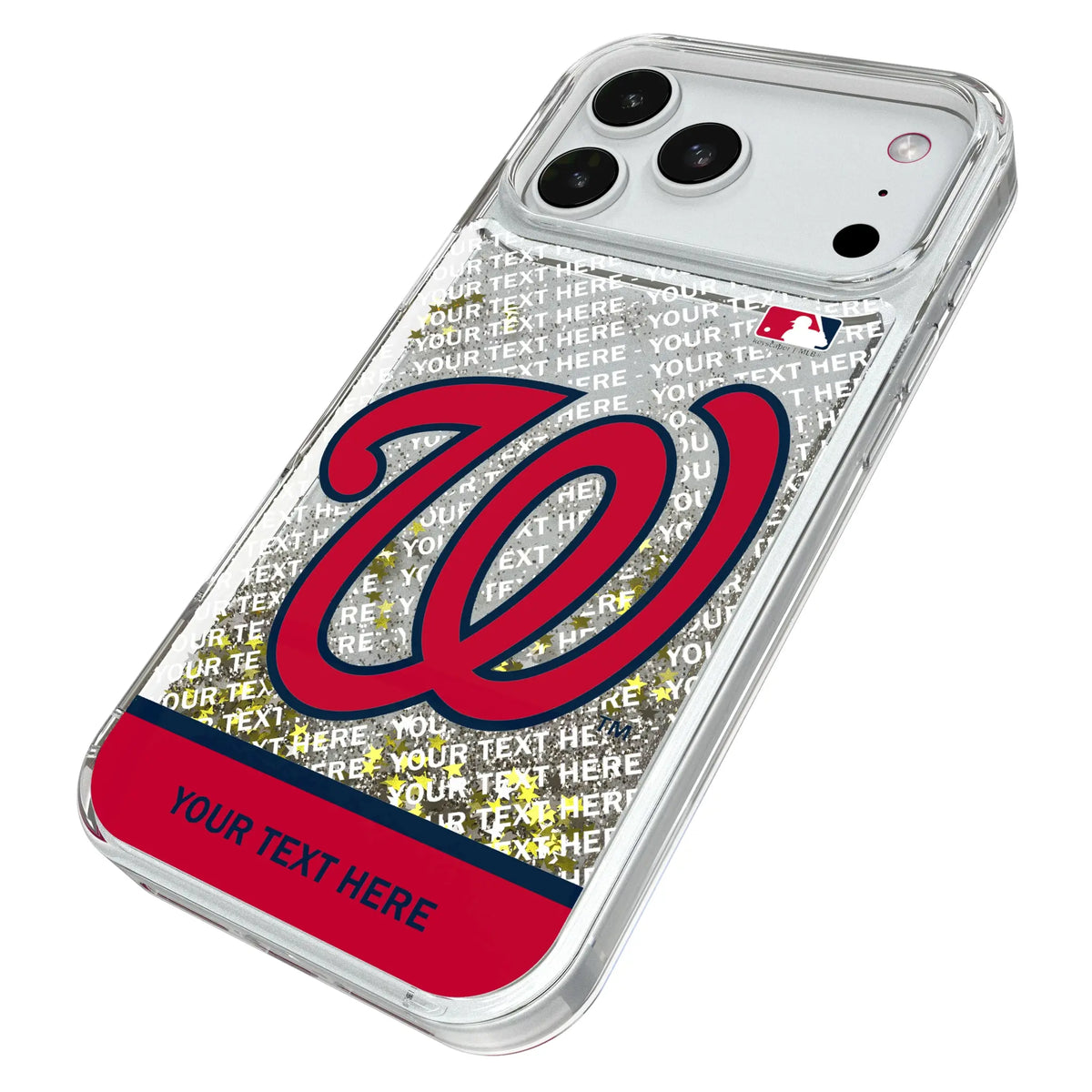 Washington Nationals Personalized EndZone Plus iPhone Glitter Phone Case for Apple iPhone - Isometric View#Device_iPhone 18 Pro Max