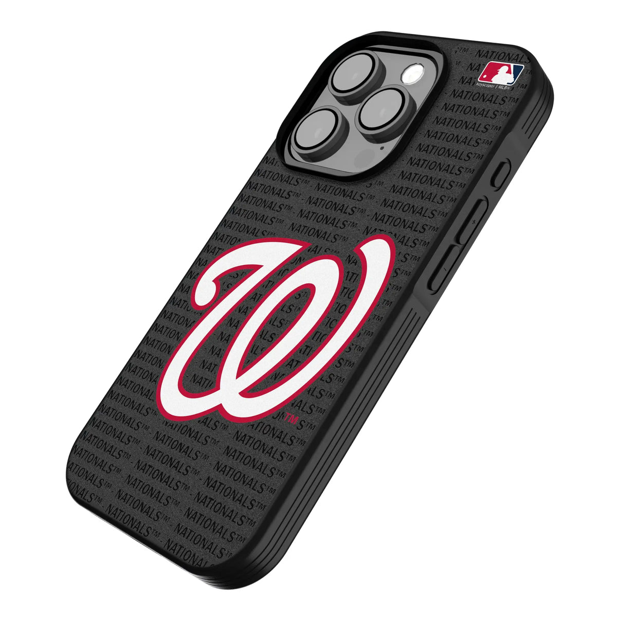 Washington Nationals Text Backdrop iPhone Bump Phone Case for Apple iPhone - Isometric View