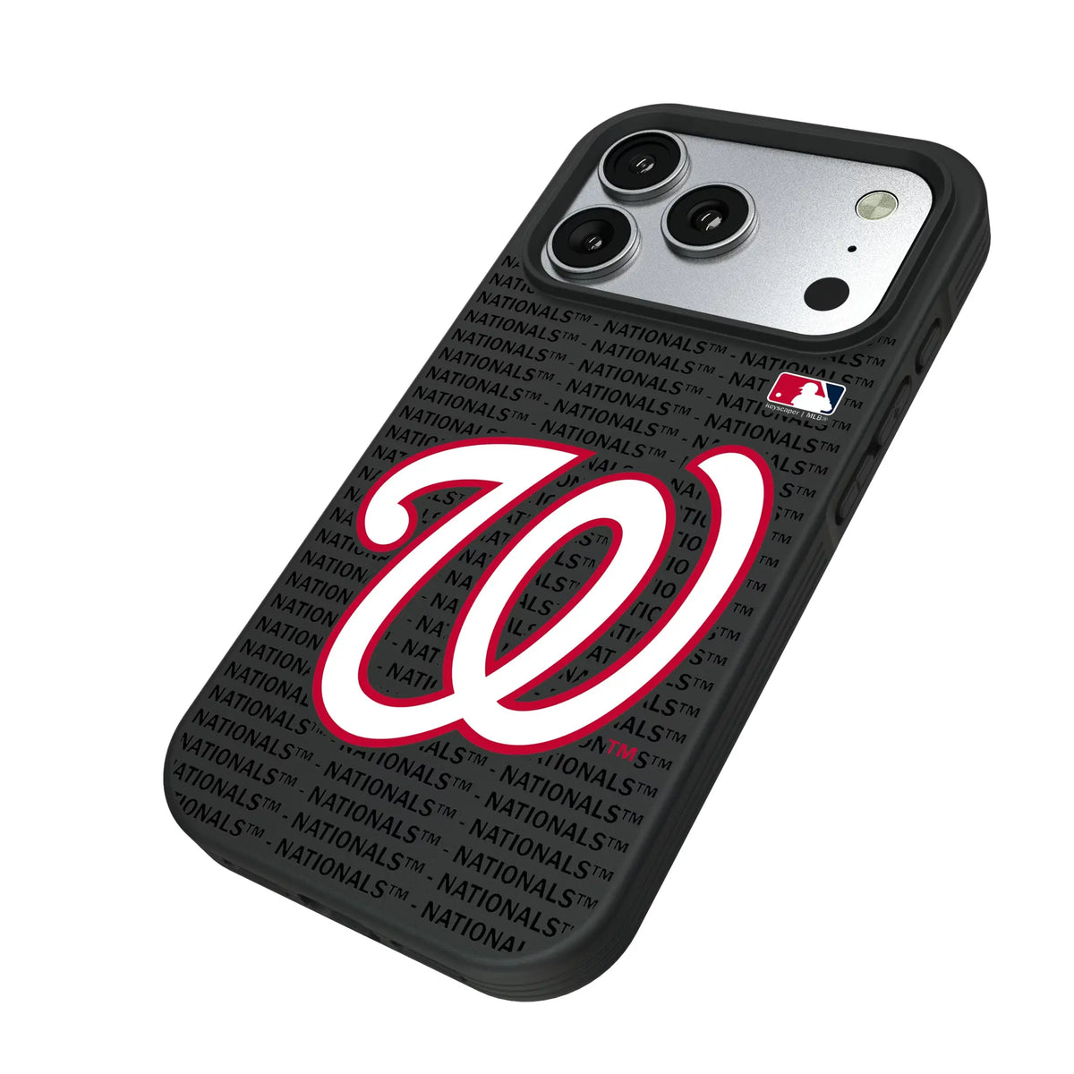 Washington Nationals Text Backdrop iPhone Bump Phone Case for Apple iPhone - Isometric View#Device_iPhone 17 Pro