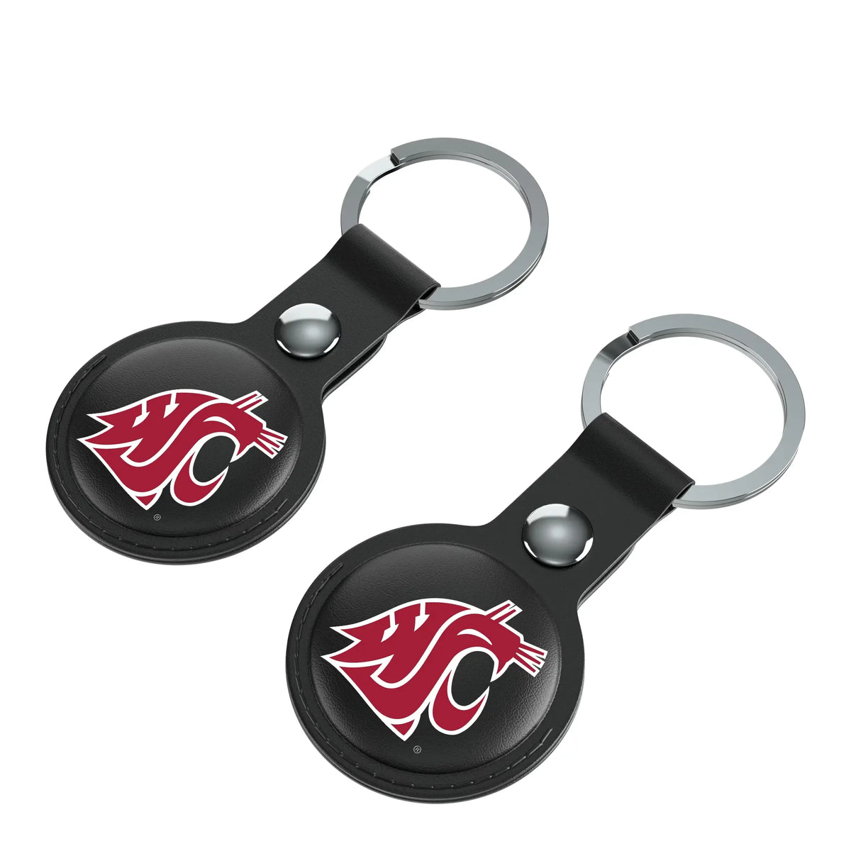 Washington State University Cougars Insignia AirTag Black Airtag Holder 2-Pack - Isometric View