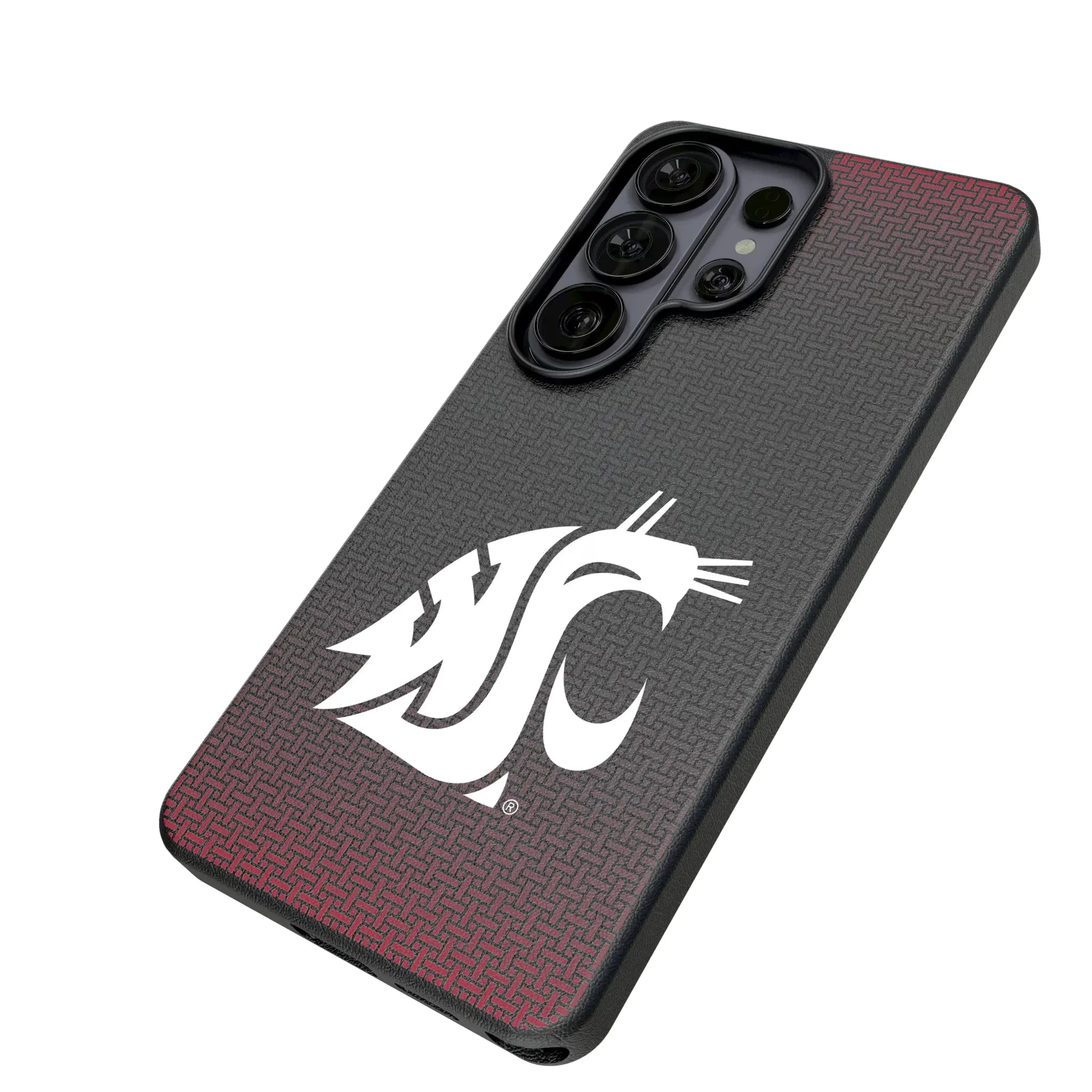 Washington State University Cougars Linen Galaxy MagSafe Compatible Phone Case for Samsung Galaxy - Isometric View#Device_Galaxy S26 Ultra