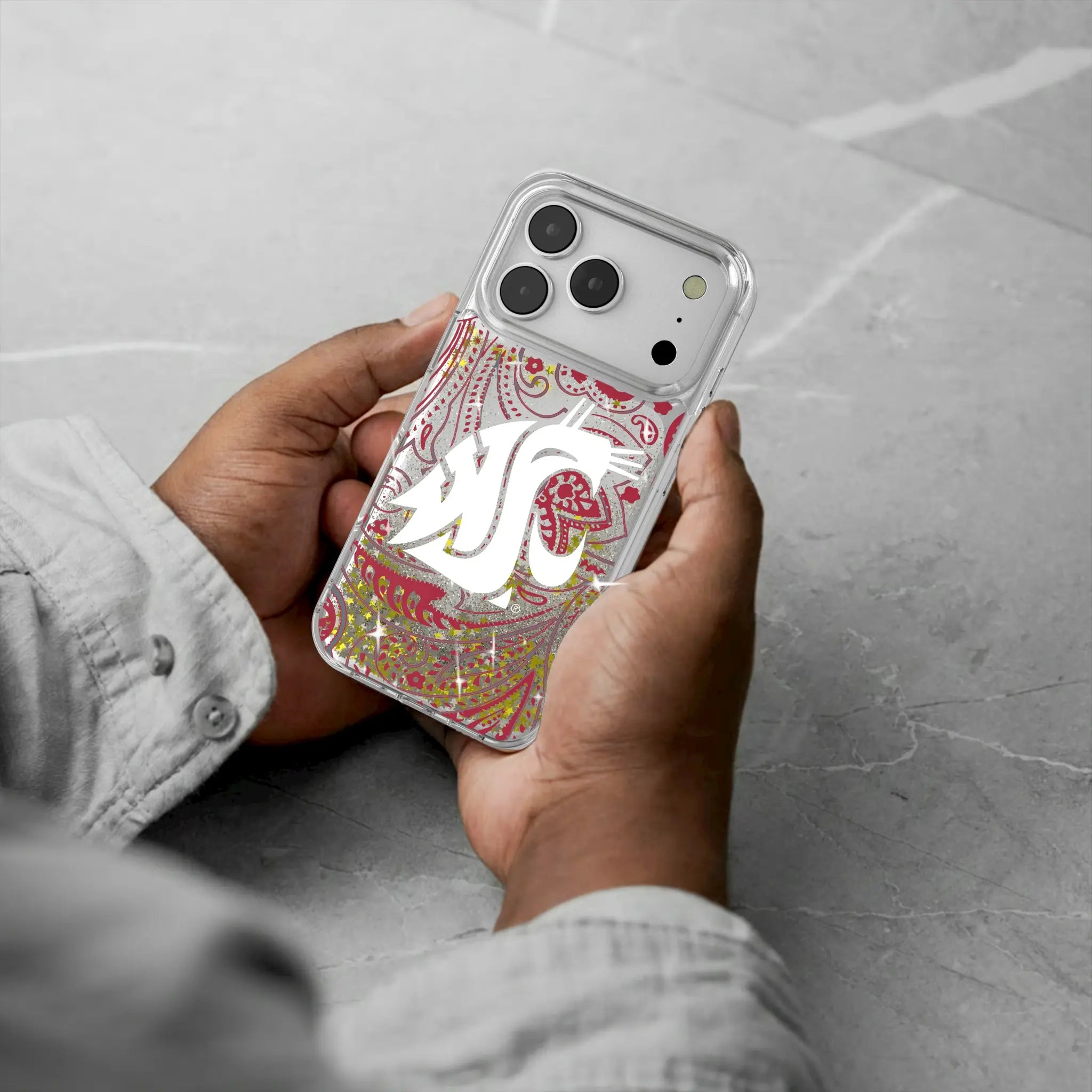 Washington State University Cougars Paisley iPhone Glitter Phone Case for Apple iPhone - Lifestyle