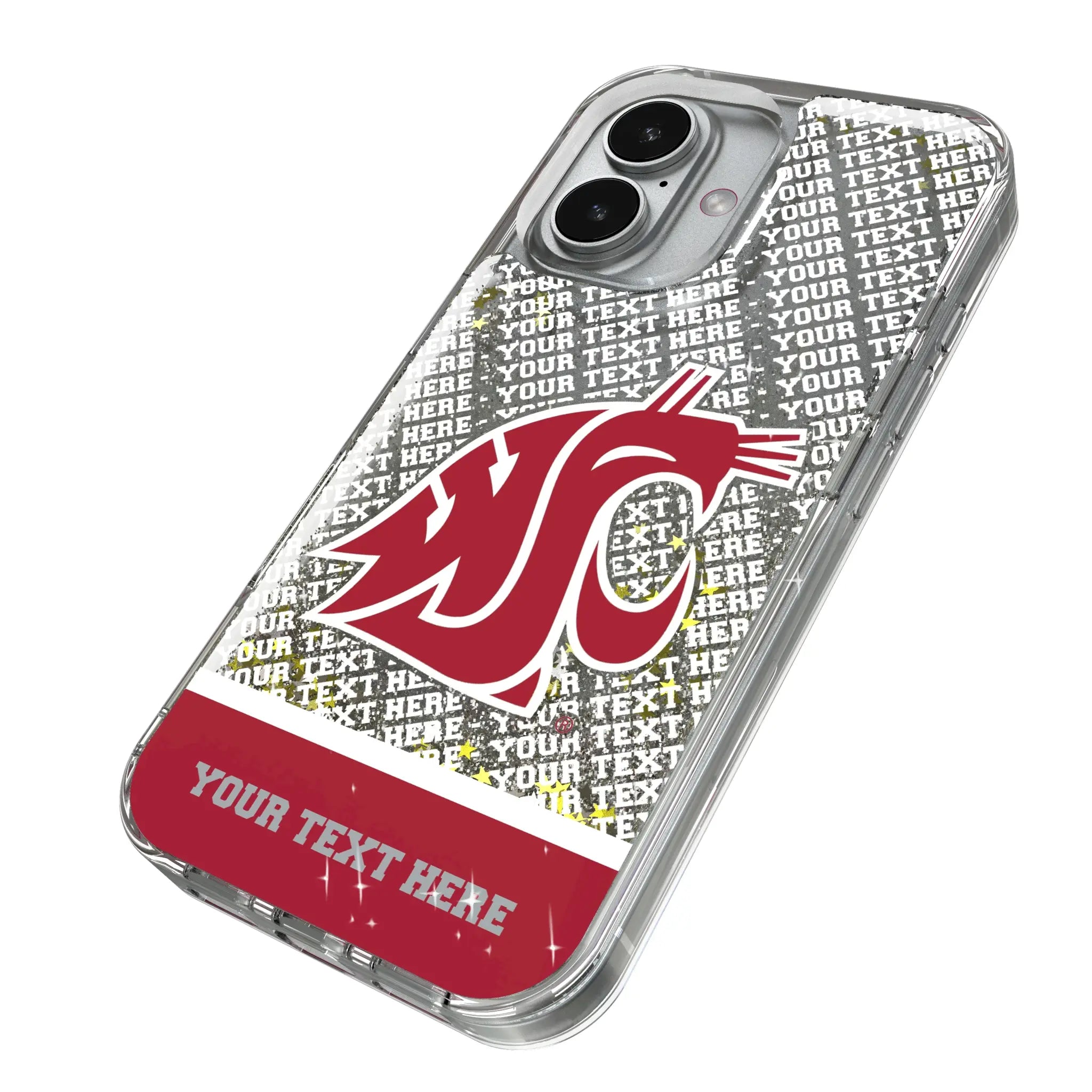 Washington State University Cougars Personalized EndZone Plus iPhone Glitter Phone Case for Apple iPhone - Isometric View
