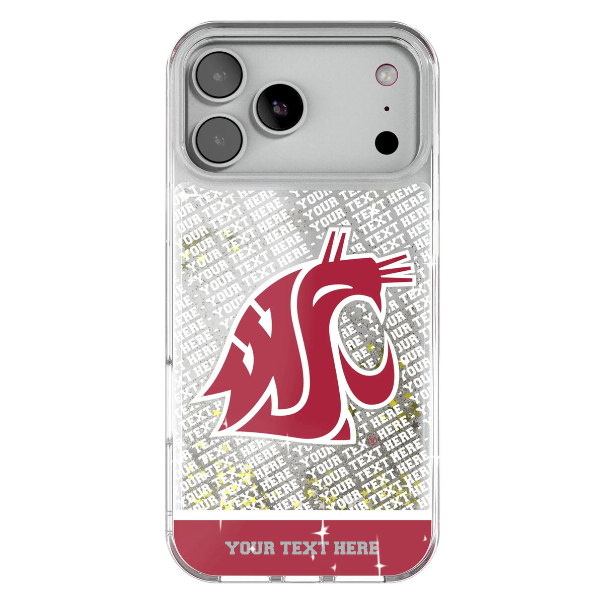 Washington State University Cougars Personalized EndZone Plus Glitter Phone Case for Apple iPhone