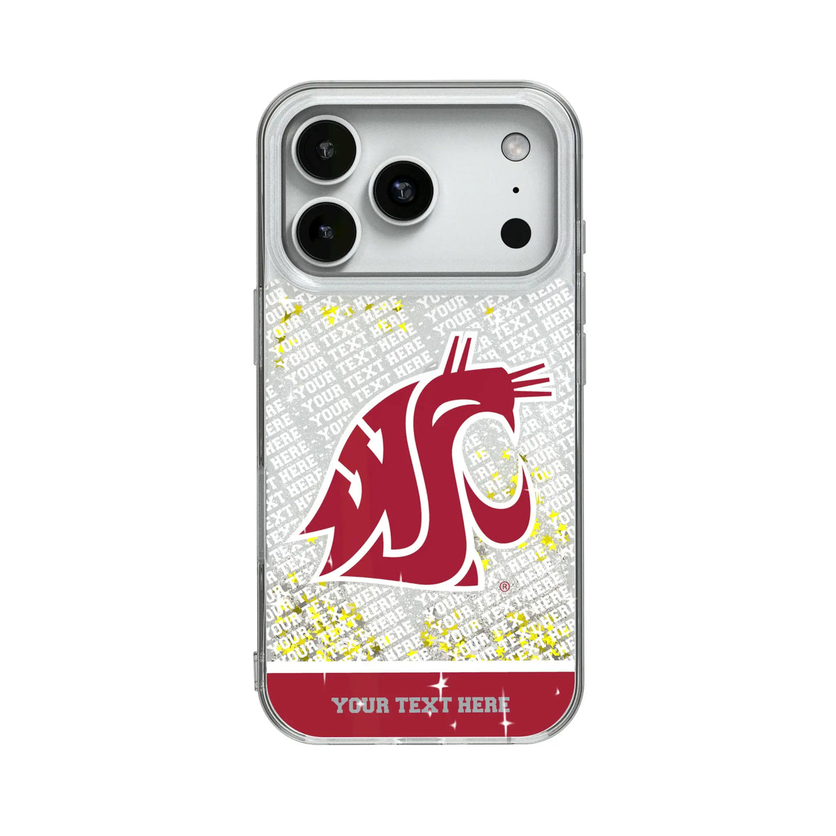 Washington State University Cougars Personalized EndZone Plus Glitter Phone Case for Apple iPhone