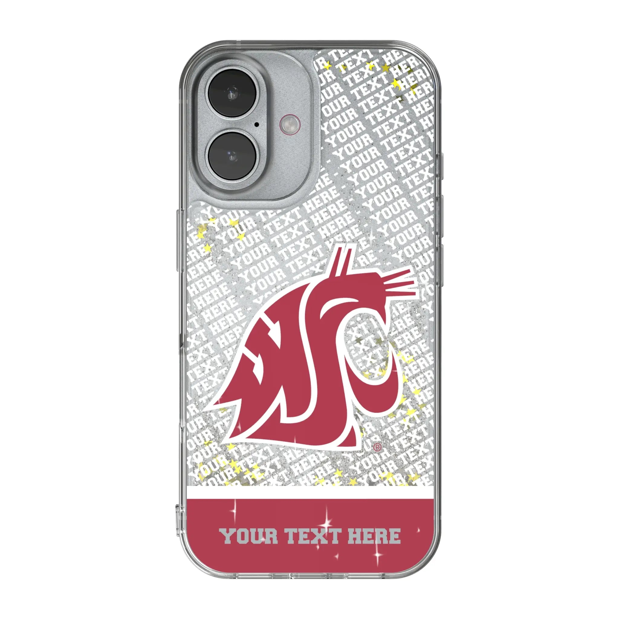 Washington State University Cougars Personalized EndZone Plus iPhone Glitter Phone Case for Apple iPhone