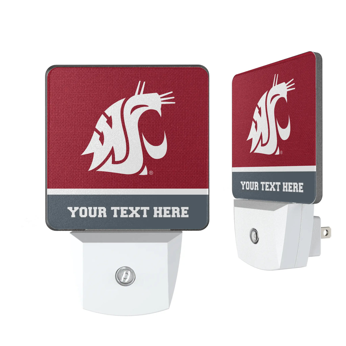 Washington State University Cougars Personalized Endzone Solid Night Light 2-Pack