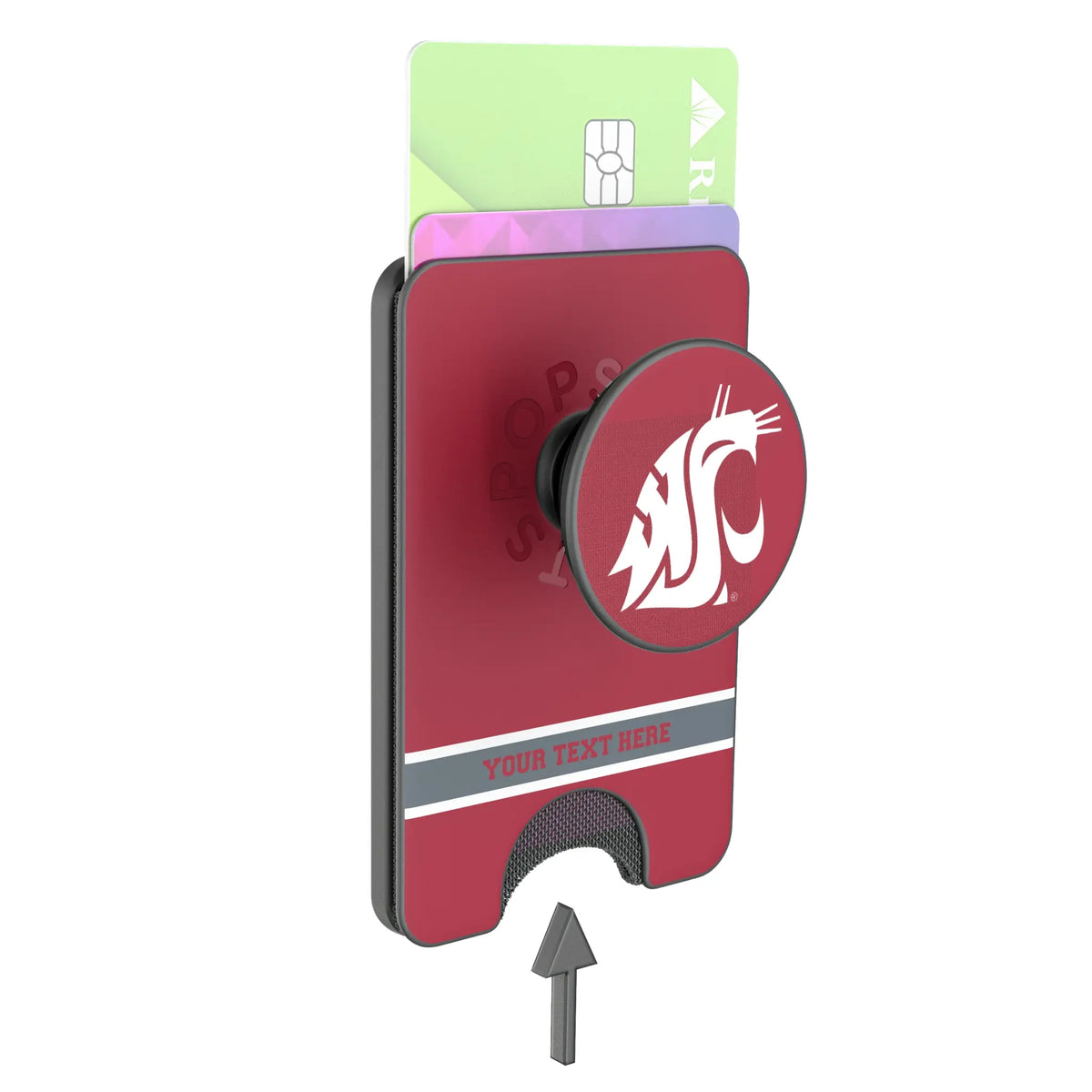 Washington State University Cougars Personalized Endzone Solid Popsockets Wallet Magnetic - Detail