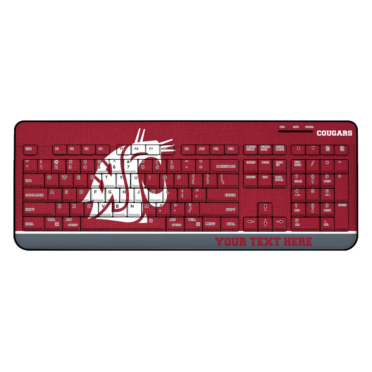 Washington State University Cougars Personalized Endzone Solid Wireless USB Keyboard