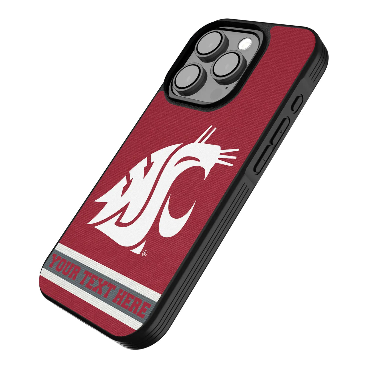 Washington State University Cougars Personalized Stripe iPhone Bump Phone Case for Apple iPhone - Isometric View
