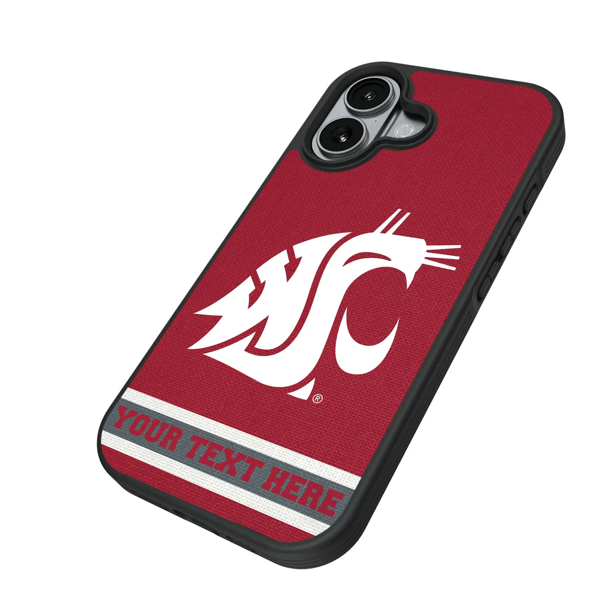 Washington State University Cougars Personalized Stripe iPhone Bump Phone Case for Apple iPhone - Isometric View#Device_iPhone 17