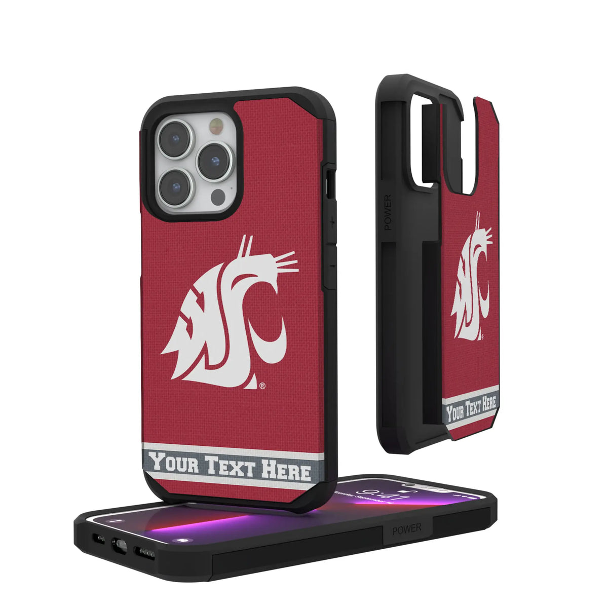 Washington State University Cougars Personalized Stripe iPhone Rugged Phone Case for Apple iPhone