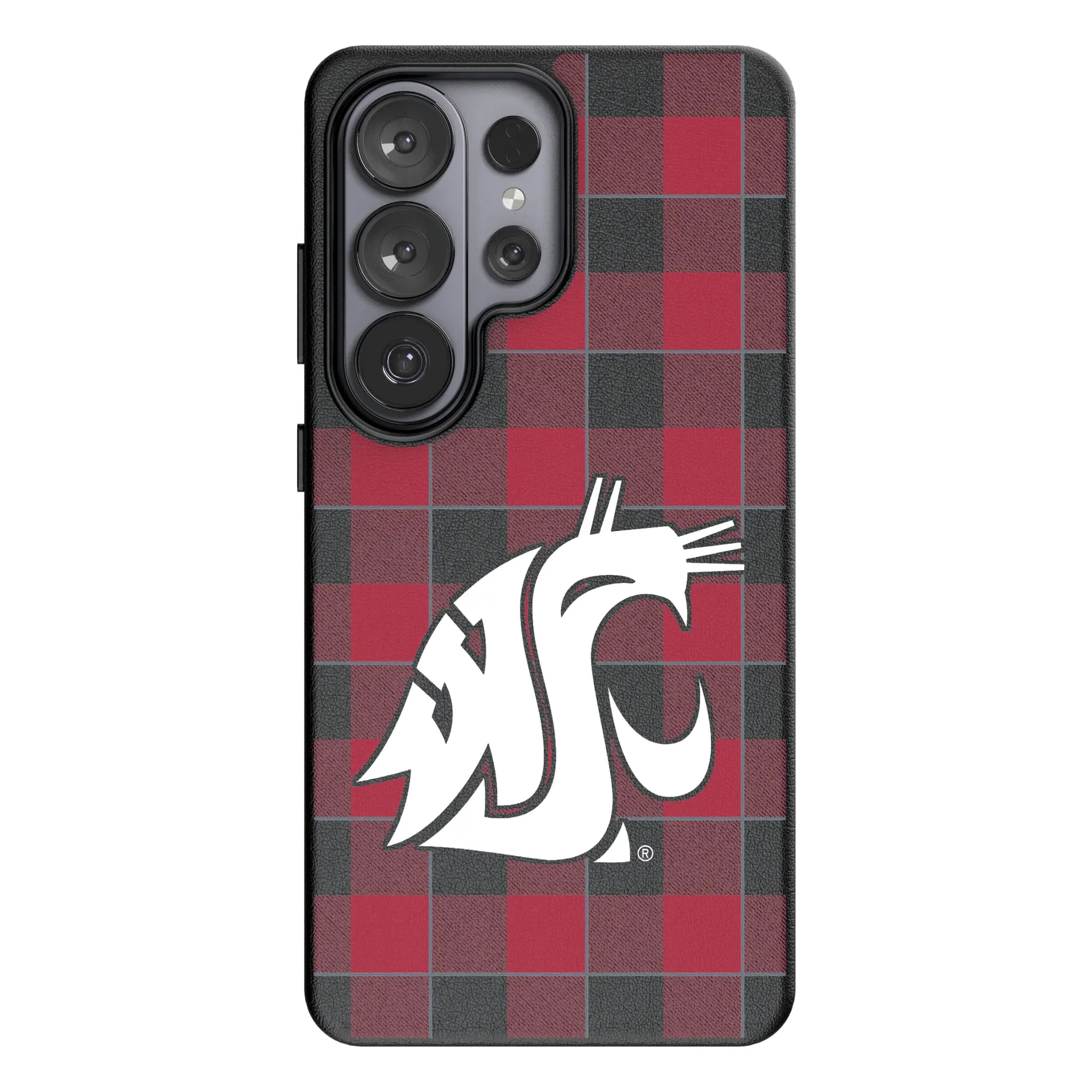 Washington State University Cougars Plaid Galaxy MagSafe Compatible Phone Case for Samsung Galaxy#Device_Galaxy S26 Ultra