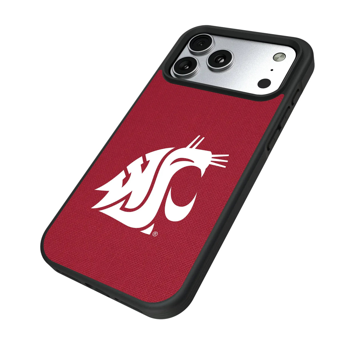 Washington State University Cougars Solid iPhone Bump Phone Case for Apple iPhone - Isometric View#Device_iPhone 17 Pro Max