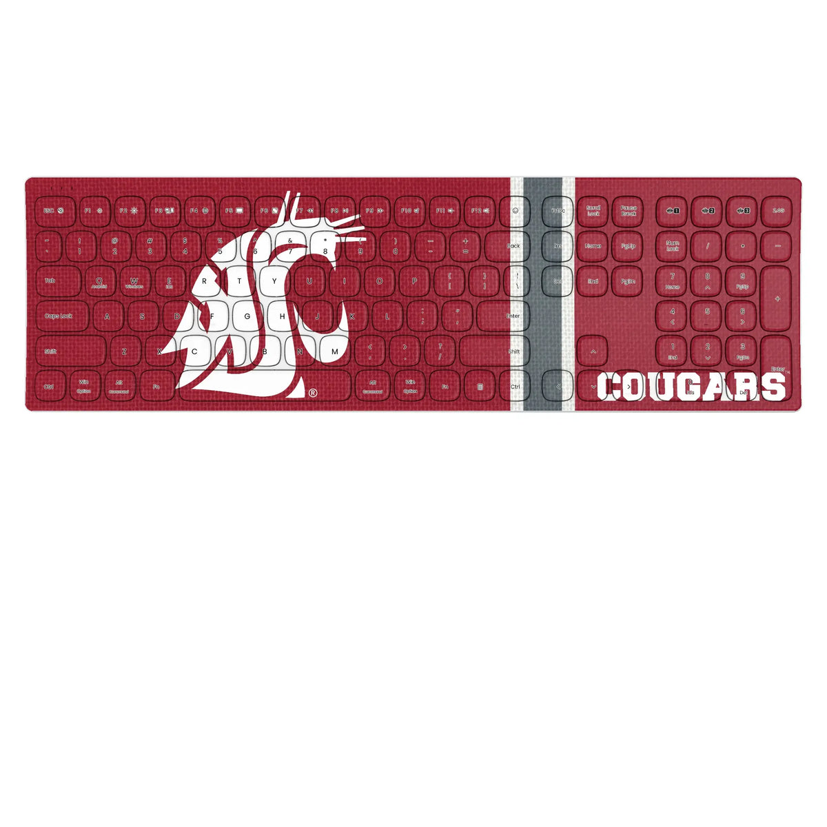 Washington State University Cougars Stripe KKB605 Curved Wireless Keyboard