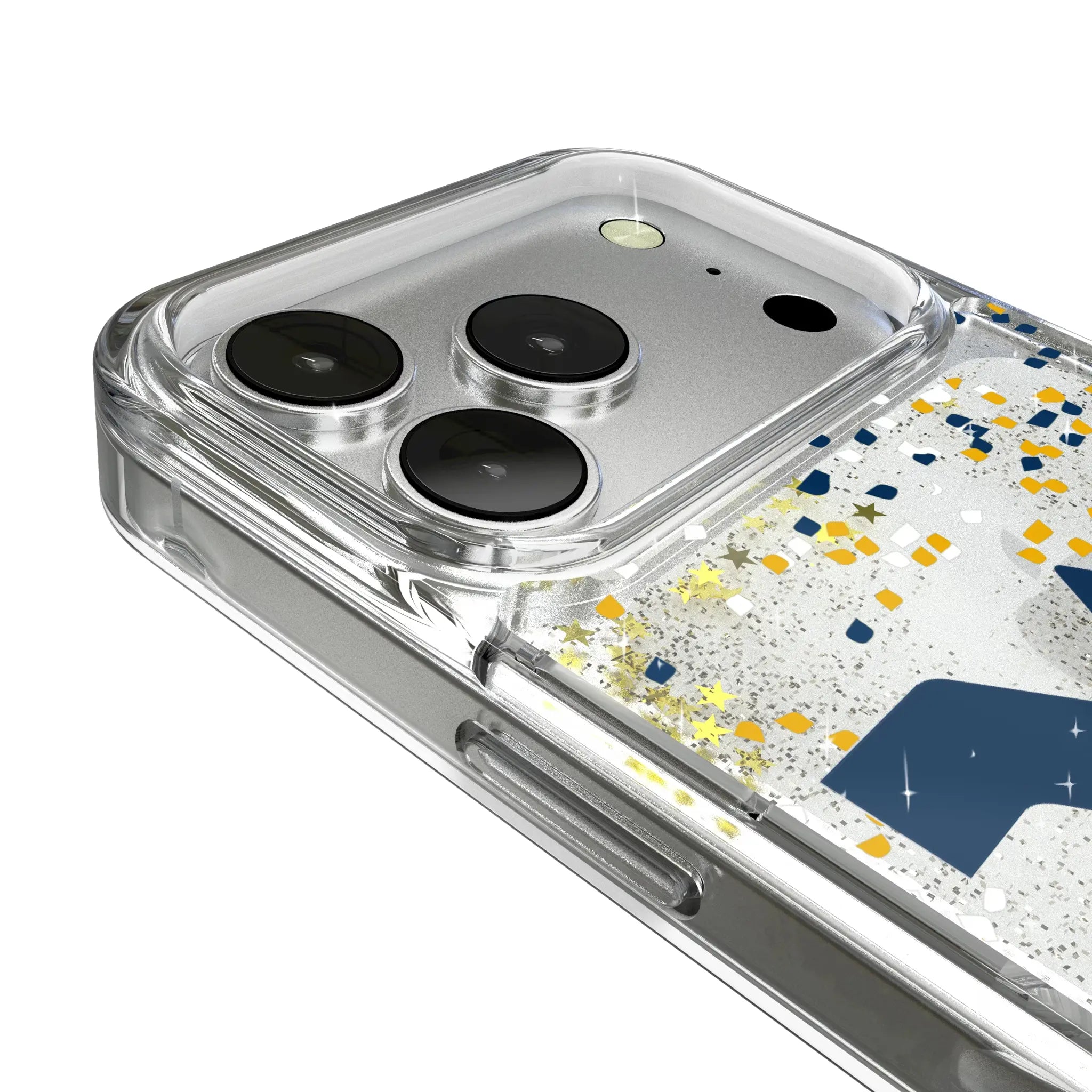 West Virginia University Mountaineers Confetti iPhone Glitter Phone Case for Apple iPhone - Detail