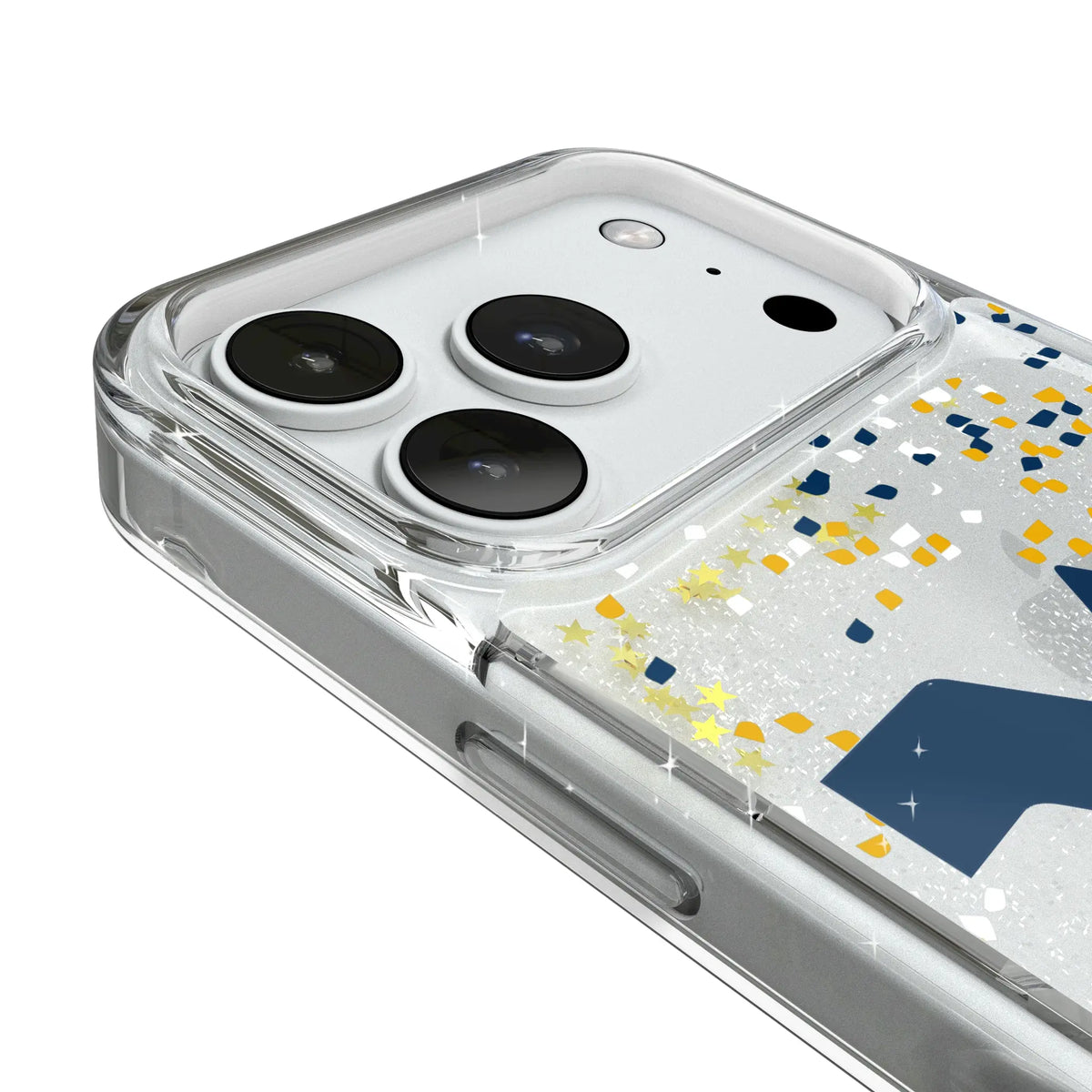 West Virginia University Mountaineers Confetti iPhone Glitter Phone Case for Apple iPhone - Detail#Device_iPhone 18 Pro