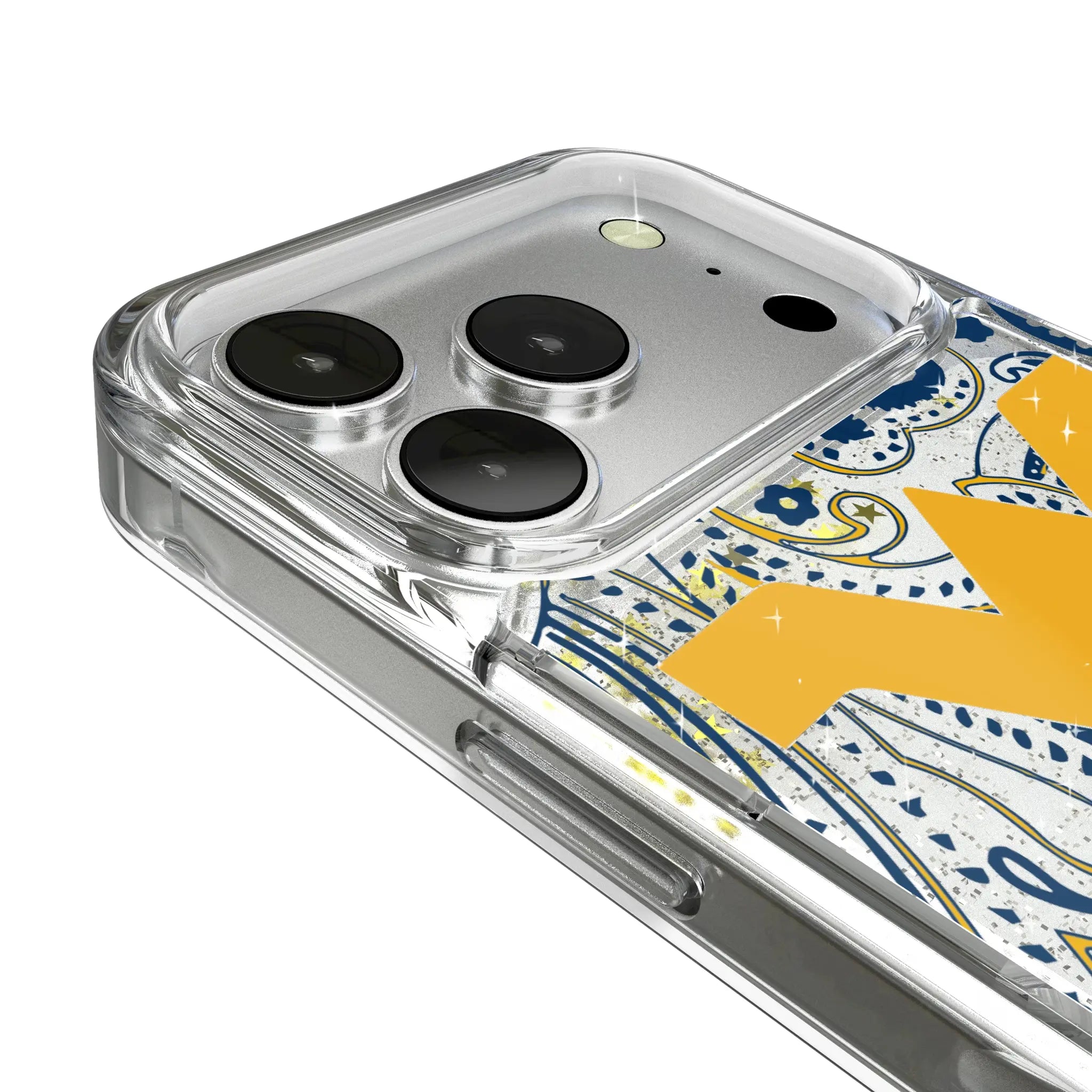 West Virginia University Mountaineers Paisley iPhone Glitter Phone Case for Apple iPhone - Detail